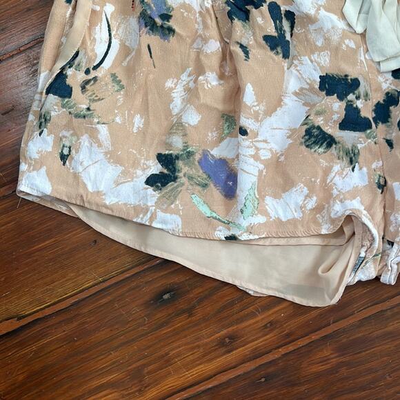 Aritzia Wilfred watercolor floral elastic drawstring waist shorts sz L - Picture 3 of 7